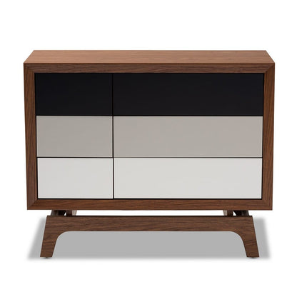 Baxton Studio - Svante Chest in Walnut/White/Gray - WI1704-Walnut/White/Grey-6DW-Chest view 3