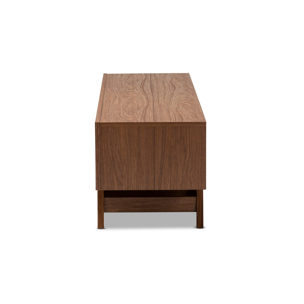 Baxton Studio - Svante TV Stand in Walnut/White/Gray - WI1701-Walnut/White/Grey-TV view 4