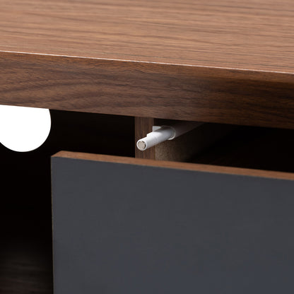 Baxton Studio - Svante TV Stand in Walnut/White/Gray - WI1701-Walnut/White/Grey-TV view 5