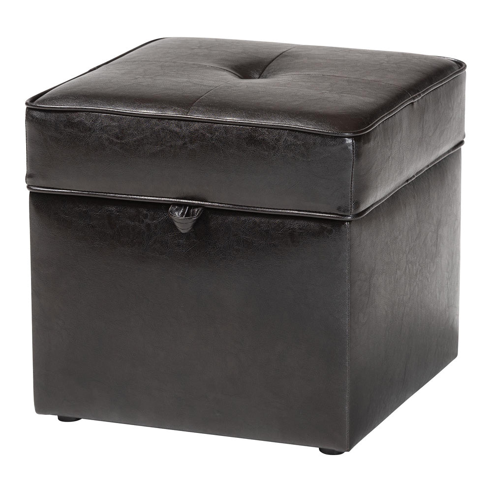 Baxton Studio - Sydney Ottoman in Dark Brown - XB-01-dark brown view 1
