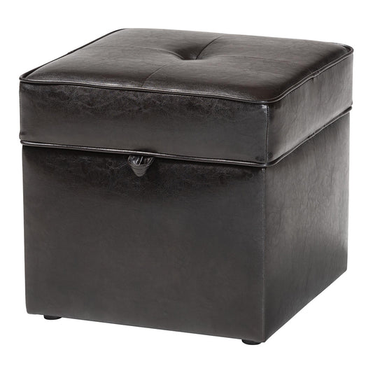 Baxton Studio - Sydney Ottoman in Dark Brown - XB-01-dark brown view 1