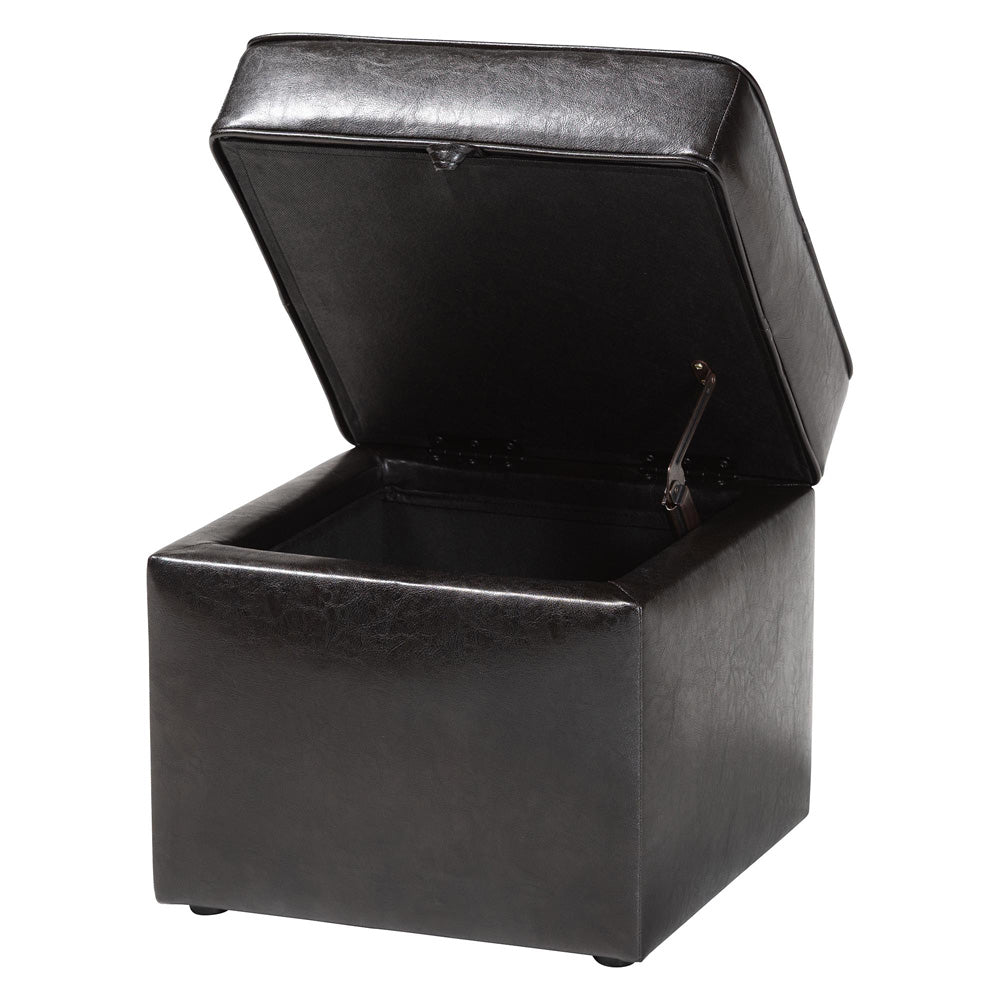 Baxton Studio - Sydney Ottoman in Dark Brown - XB-01-dark brown view 2