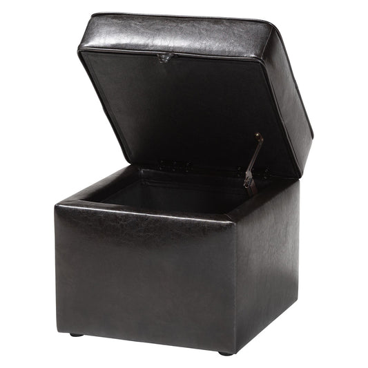 Baxton Studio - Sydney Ottoman in Dark Brown - XB-01-dark brown view 2