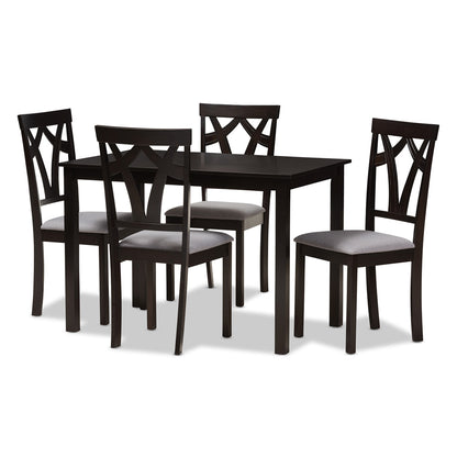 Baxton Studio - Sylvia Dining Set in Grey/Dark Brown - RH146C-Dark Brown/Grey Dining Set view 1
