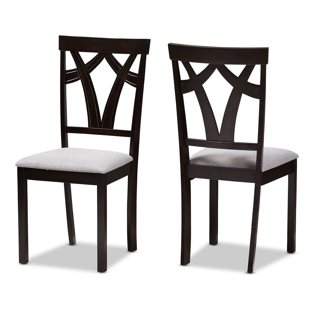Baxton Studio - Sylvia Dining Set in Grey/Dark Brown - RH146C-Dark Brown/Grey Dining Set view 2