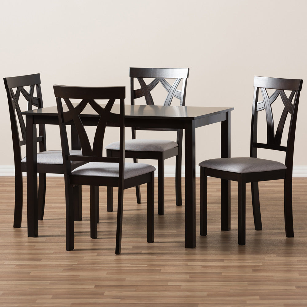 Baxton Studio - Sylvia Dining Set in Grey/Dark Brown - RH146C-Dark Brown/Grey Dining Set view 6