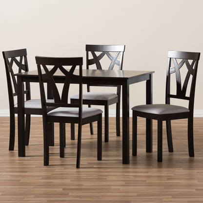Baxton Studio - Sylvia Dining Set in Grey/Dark Brown - RH146C-Dark Brown/Grey Dining Set view 6