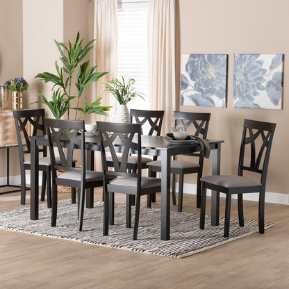 Baxton Studio - Sylvia Dining Set in Grey/Dark Brown - RH146C-Grey/Dark Brown-7PC Dining Set view 8