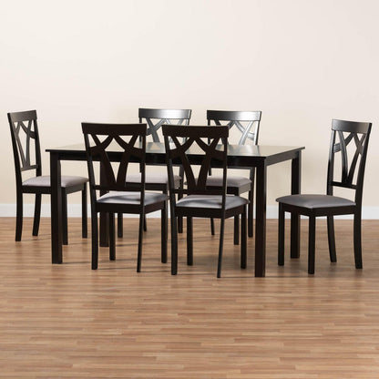 Baxton Studio - Sylvia Dining Set in Grey/Dark Brown - RH146C-Grey/Dark Brown-7PC Dining Set view 9