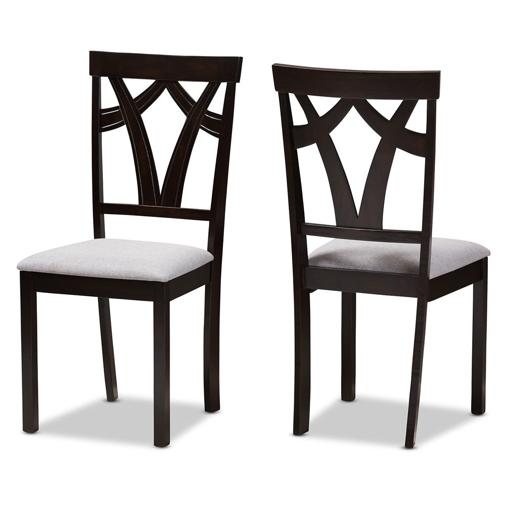 Baxton Studio - Sylvia Set of 2 Dining Chairs in Grey/Dark Brown - RH146C-Dark Brown/Grey-DC view 1