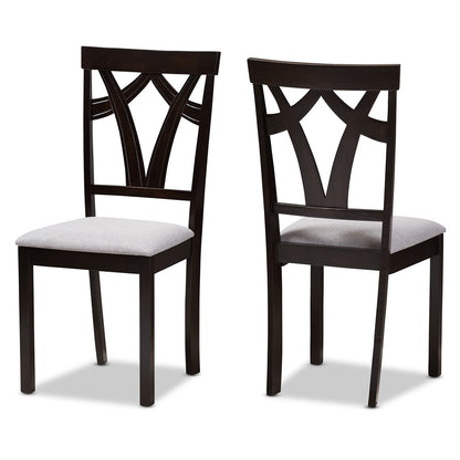 Baxton Studio - Sylvia Set of 2 Dining Chairs in Grey/Dark Brown - RH146C-Dark Brown/Grey-DC view 1