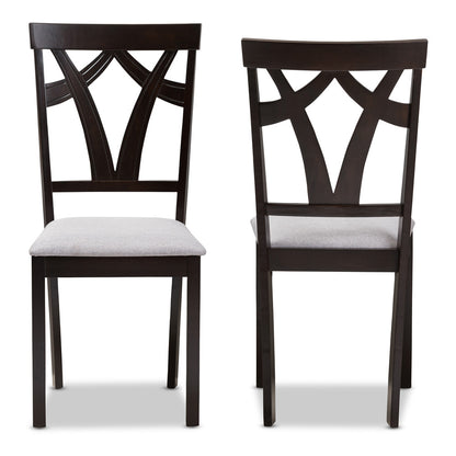 Baxton Studio - Sylvia Set of 2 Dining Chairs in Grey/Dark Brown - RH146C-Dark Brown/Grey-DC view 2
