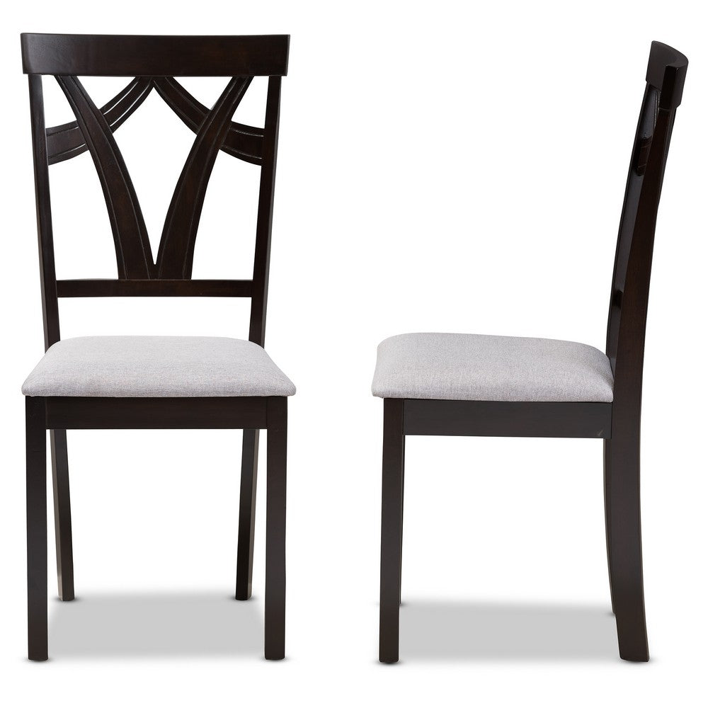 Baxton Studio - Sylvia Set of 2 Dining Chairs in Grey/Dark Brown - RH146C-Dark Brown/Grey-DC view 3
