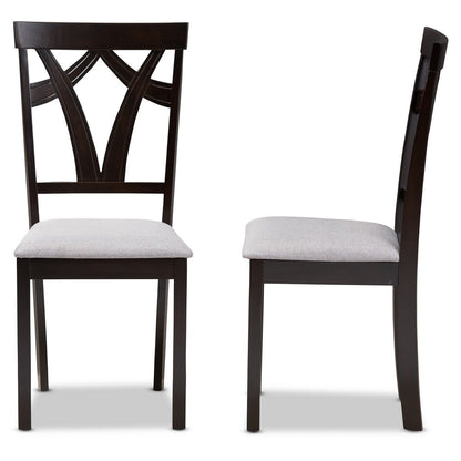 Baxton Studio - Sylvia Set of 2 Dining Chairs in Grey/Dark Brown - RH146C-Dark Brown/Grey-DC view 3