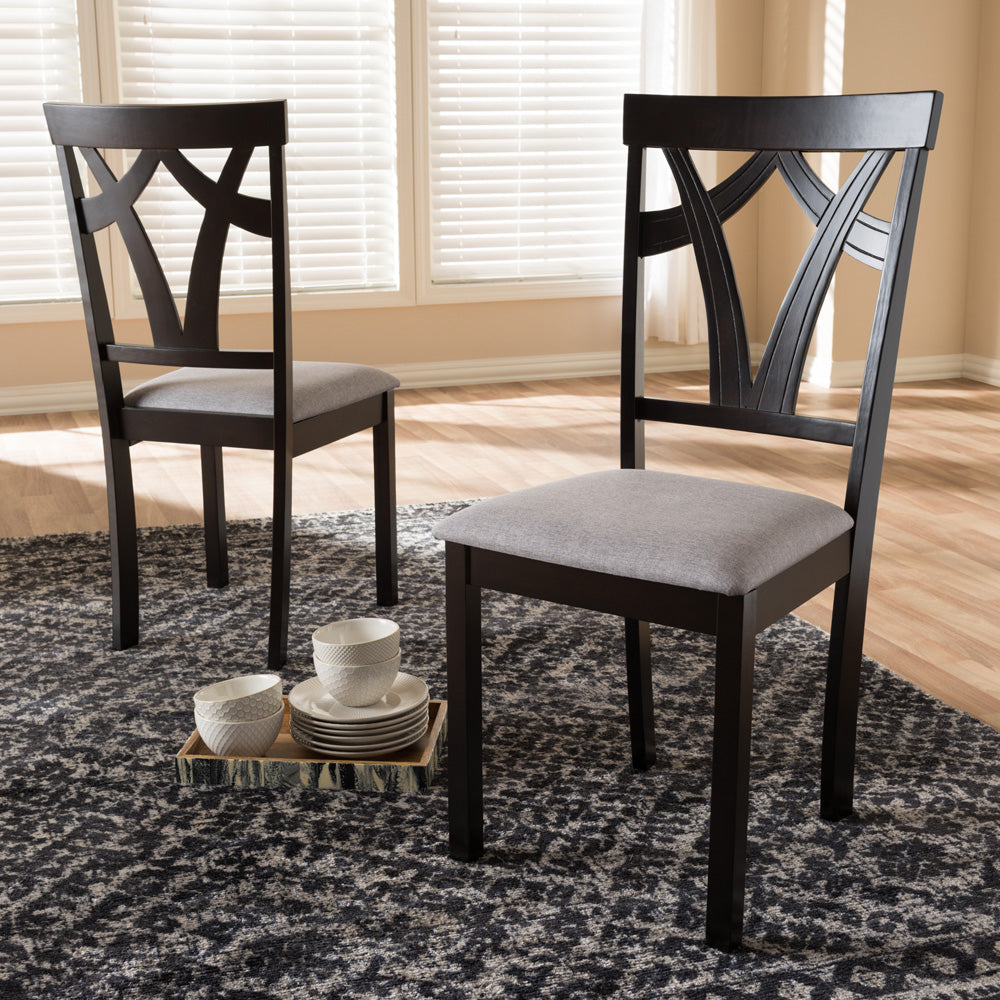 Baxton Studio - Sylvia Set of 2 Dining Chairs in Grey/Dark Brown - RH146C-Dark Brown/Grey-DC view 5