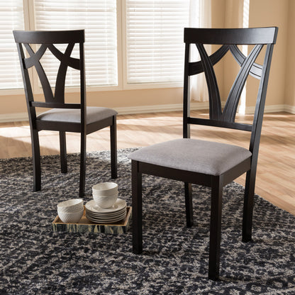 Baxton Studio - Sylvia Set of 2 Dining Chairs in Grey/Dark Brown - RH146C-Dark Brown/Grey-DC view 5