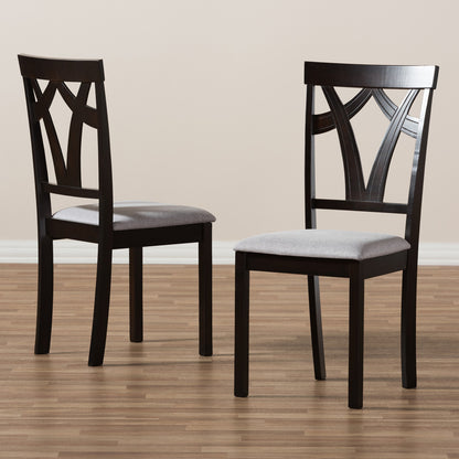 Baxton Studio - Sylvia Set of 2 Dining Chairs in Grey/Dark Brown - RH146C-Dark Brown/Grey-DC view 6