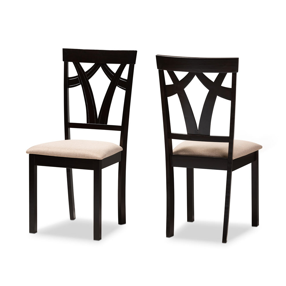 Baxton Studio - Sylvia Set of 2 Dining Chairs in Sand/Espresso Brown - RH146C-Dark Brown/Sand-DC view 1