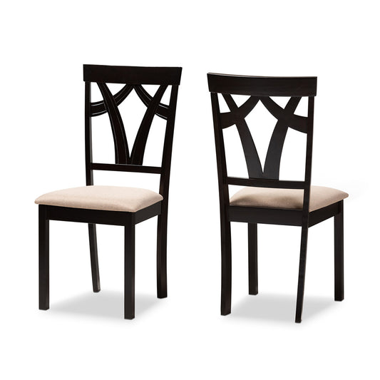 Baxton Studio - Sylvia Set of 2 Dining Chairs in Sand/Espresso Brown - RH146C-Dark Brown/Sand-DC view 1