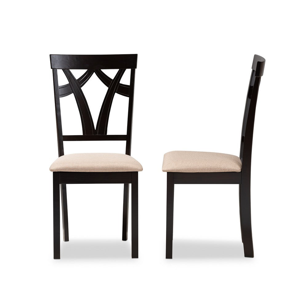 Baxton Studio - Sylvia Set of 2 Dining Chairs in Sand/Espresso Brown - RH146C-Dark Brown/Sand-DC view 3