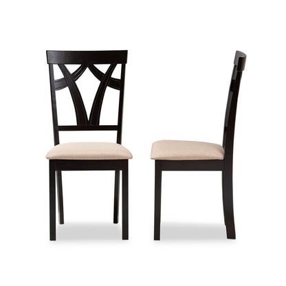 Baxton Studio - Sylvia Set of 2 Dining Chairs in Sand/Espresso Brown - RH146C-Dark Brown/Sand-DC view 3