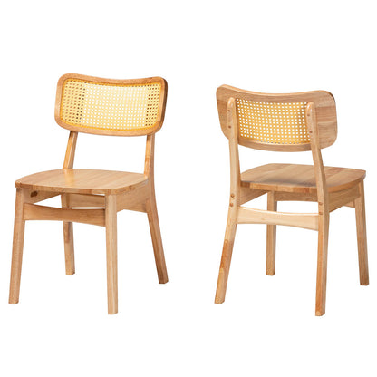 Baxton Studio - Tadeo Set of 2 Dining Chairs in Oak Brown/Light Brown - RH257C-Natural Rattan/Natural Flat Seat-DC-2PK view 1