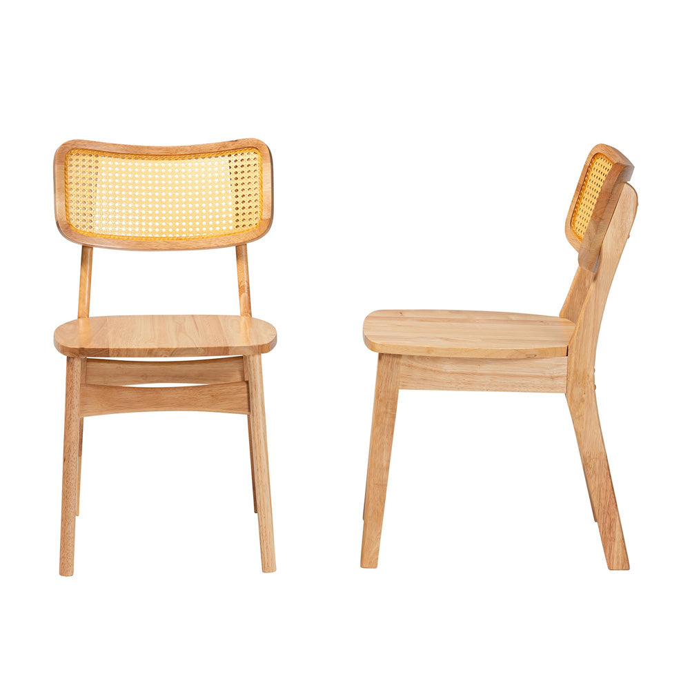 Baxton Studio - Tadeo Set of 2 Dining Chairs in Oak Brown/Light Brown - RH257C-Natural Rattan/Natural Flat Seat-DC-2PK view 3
