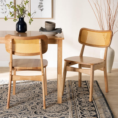 Baxton Studio - Tadeo Set of 2 Dining Chairs in Oak Brown/Light Brown - RH257C-Natural Rattan/Natural Flat Seat-DC-2PK view 7