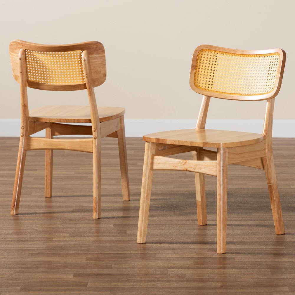Baxton Studio - Tadeo Set of 2 Dining Chairs in Oak Brown/Light Brown - RH257C-Natural Rattan/Natural Flat Seat-DC-2PK view 8
