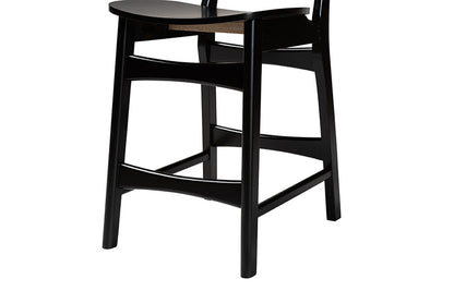 Baxton Studio - Tafari Counter Stool Set of 2 - RH254P-Natural Rattan/Dark Brown Bent Seat-PC-2PK view 6
