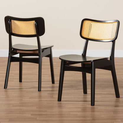 Baxton Studio - Tafari Set of 2 Dining Chairs in Dark Brown/Light Brown - RH254C-Natural Rattan/Dark Brown Bent Seat-DC-2PK view 8
