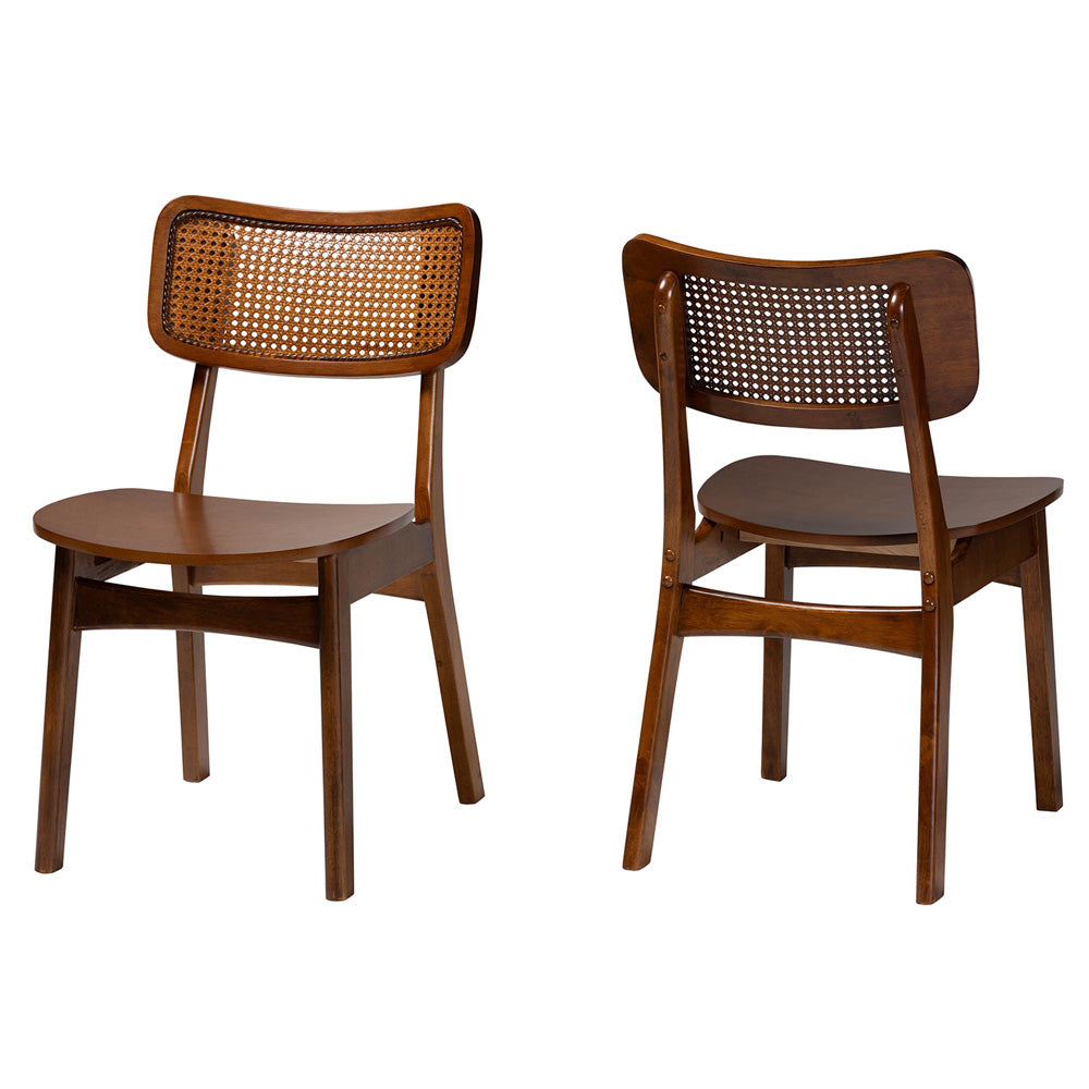 Baxton Studio - Tafari Set of 2 Dining Chairs in Walnut Brown/Light Brown - RH254C-Walnut Rattan/Walnut Bent Seat-DC-2PK view 1