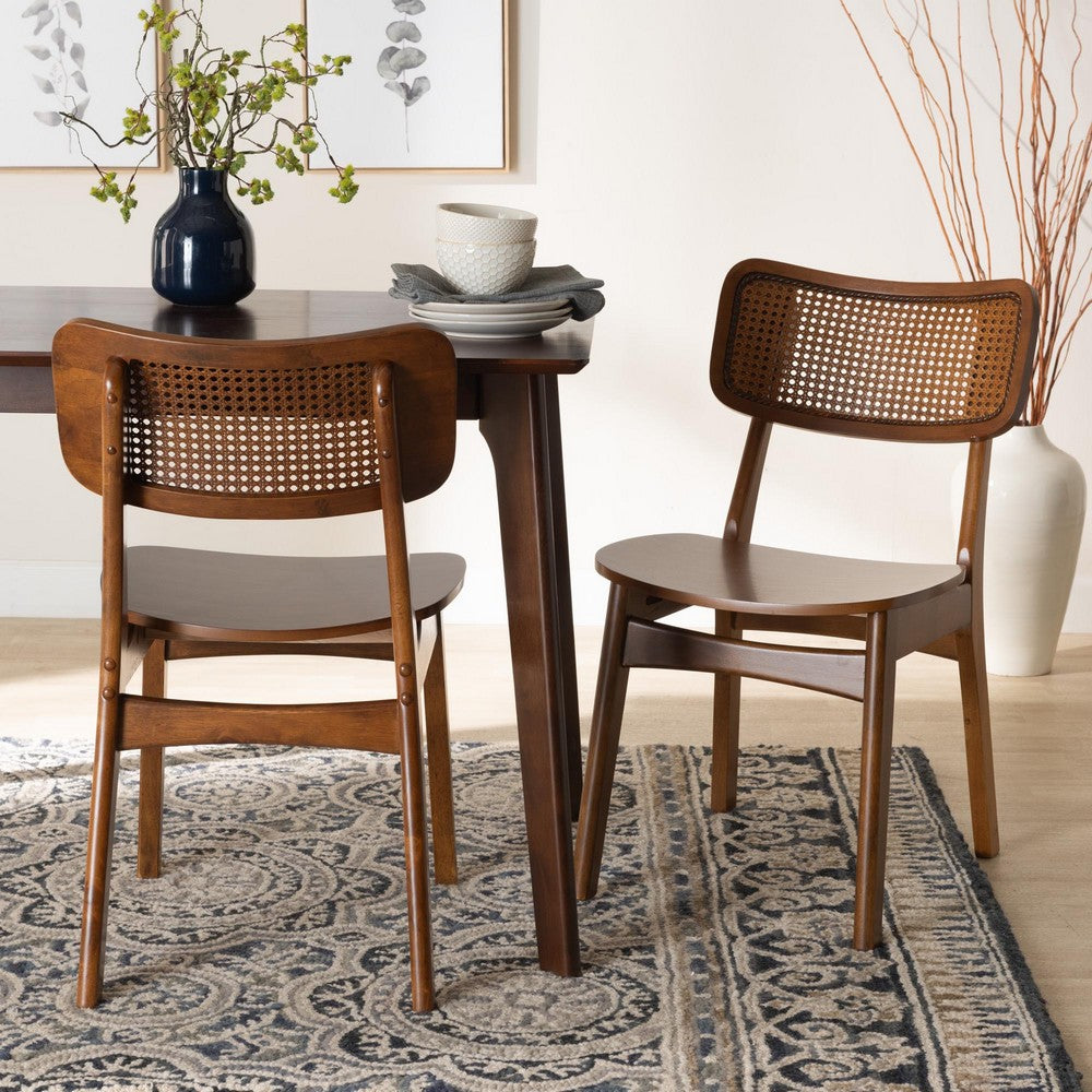 Baxton Studio - Tafari Set of 2 Dining Chairs in Walnut Brown/Light Brown - RH254C-Walnut Rattan/Walnut Bent Seat-DC-2PK view 7
