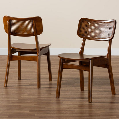 Baxton Studio - Tafari Set of 2 Dining Chairs in Walnut Brown/Light Brown - RH254C-Walnut Rattan/Walnut Bent Seat-DC-2PK view 8
