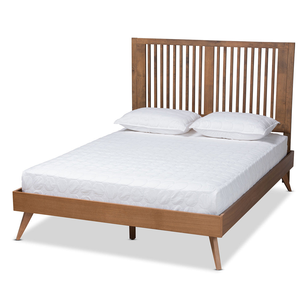 Baxton Studio - Takeo Queen Size Bed in Ash Walnut - Takeo-Ash Walnut-Queen view 1