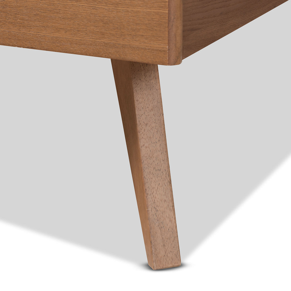 Baxton Studio - Takeo Queen Size Bed in Ash Walnut - Takeo-Ash Walnut-Queen view 5