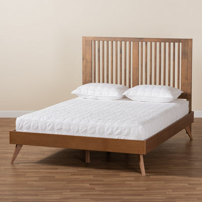 Baxton Studio - Takeo Queen Size Bed in Ash Walnut - Takeo-Ash Walnut-Queen view 7