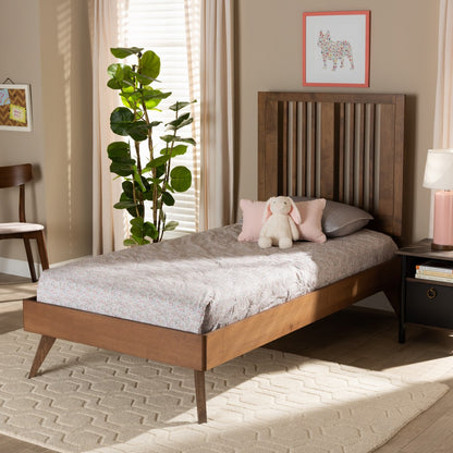 Baxton Studio - Takeo Twin Size Bed in Ash Walnut - Takeo-Ash Walnut-Twin view 6