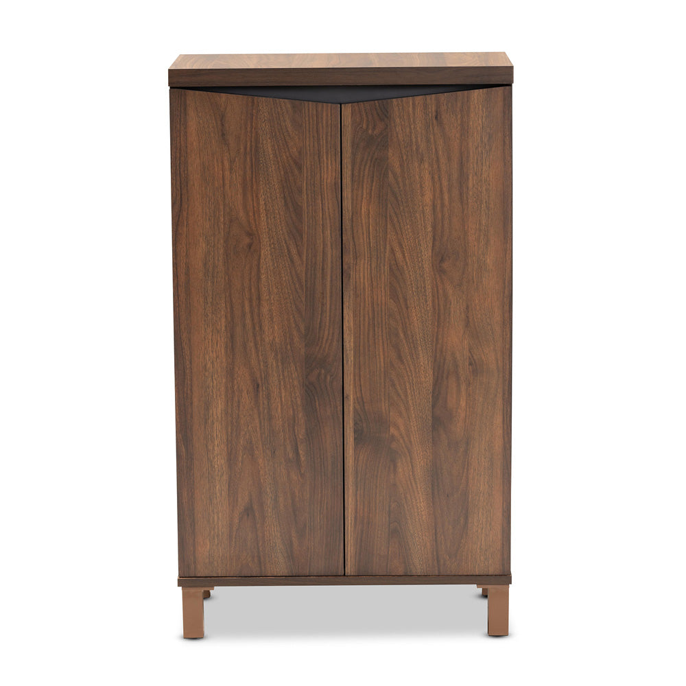 Baxton Studio - Talon Shoe Cabinet in Walnut Brown/Dark Grey - SESC70210WI-Columbia/Dark Grey-Shoe Cabinet view 3