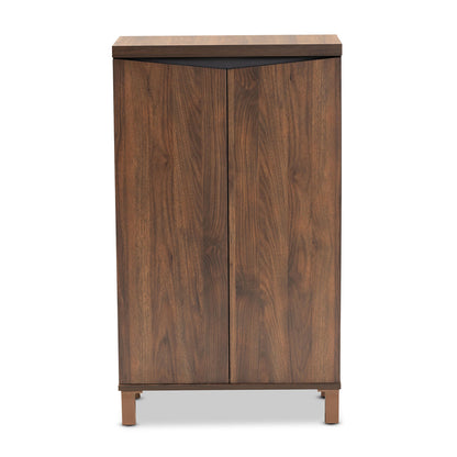 Baxton Studio - Talon Shoe Cabinet in Walnut Brown/Dark Grey - SESC70210WI-Columbia/Dark Grey-Shoe Cabinet view 3
