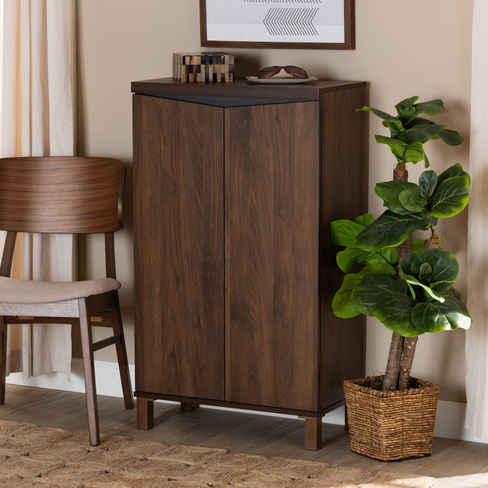 Baxton Studio - Talon Shoe Cabinet in Walnut Brown/Dark Grey - SESC70210WI-Columbia/Dark Grey-Shoe Cabinet view 8