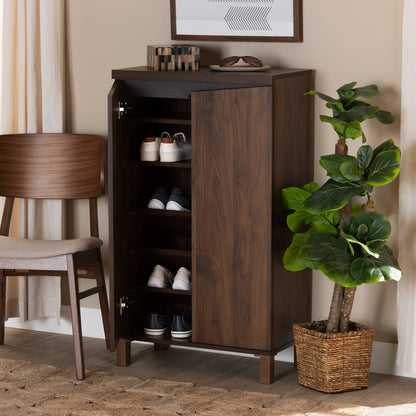Baxton Studio - Talon Shoe Cabinet in Walnut Brown/Dark Grey - SESC70210WI-Columbia/Dark Grey-Shoe Cabinet view 9