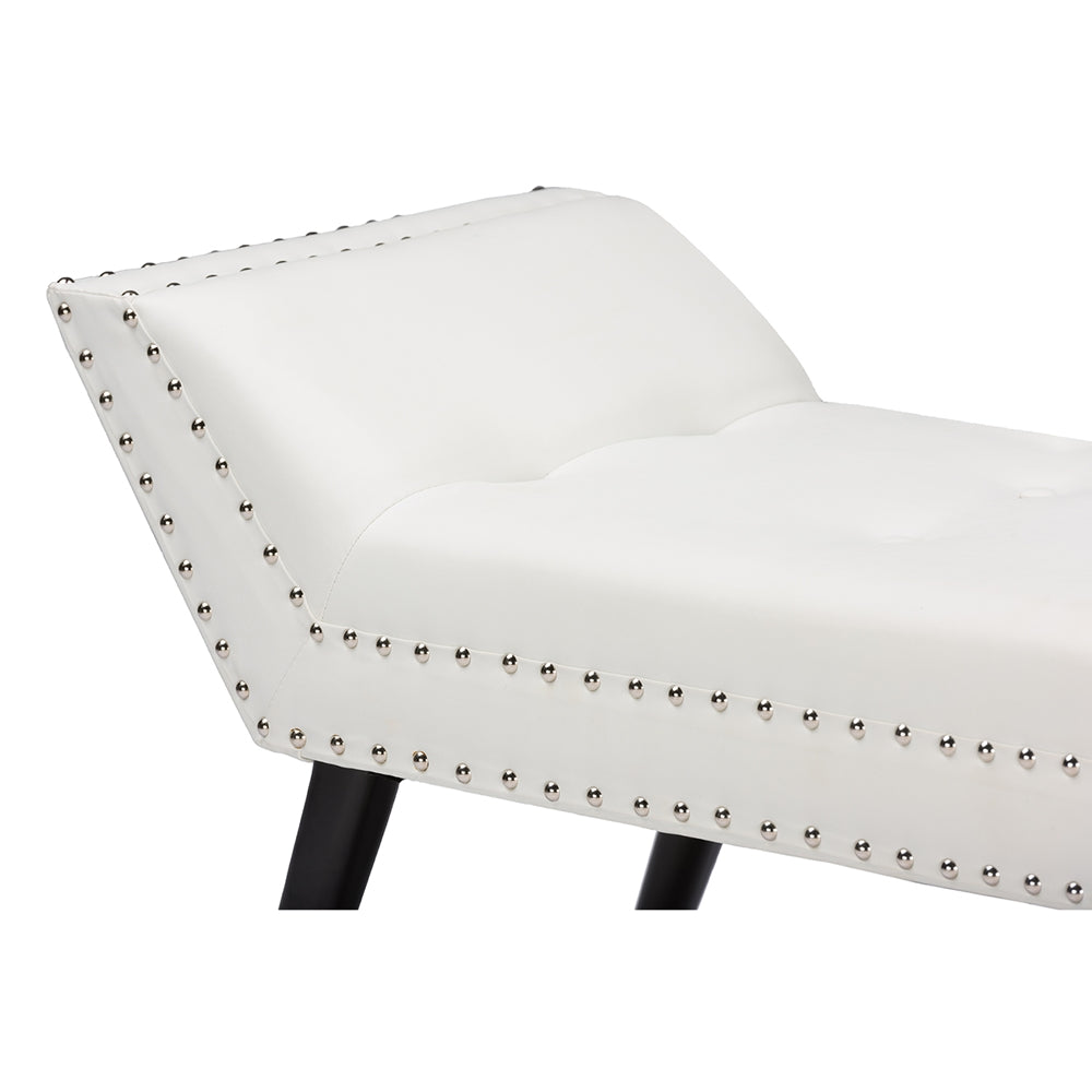 Baxton Studio - Tamblin Bench in White - WS-22592-Matt White view 4