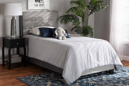 Baxton Studio - Tamira Twin Size Bed - CF9210E-Grey Velvet-Twin view 5