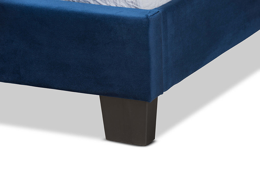 Baxton Studio - Tamira Twin Size Bed - CF9210E-Navy Blue Velvet-Twin view 6