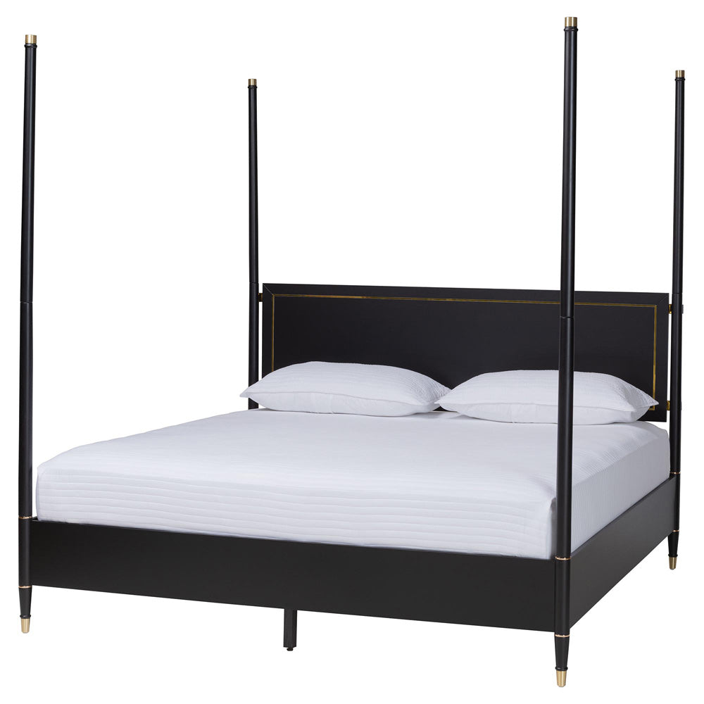 Baxton Studio - Tamra King Bedroom Set in Black - SW8650-Black-4PC King Poster Bedroom Set view 3