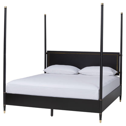 Baxton Studio - Tamra King Bedroom Set in Black - Tamra-Black-4PC King Poster Bedroom Set view 3