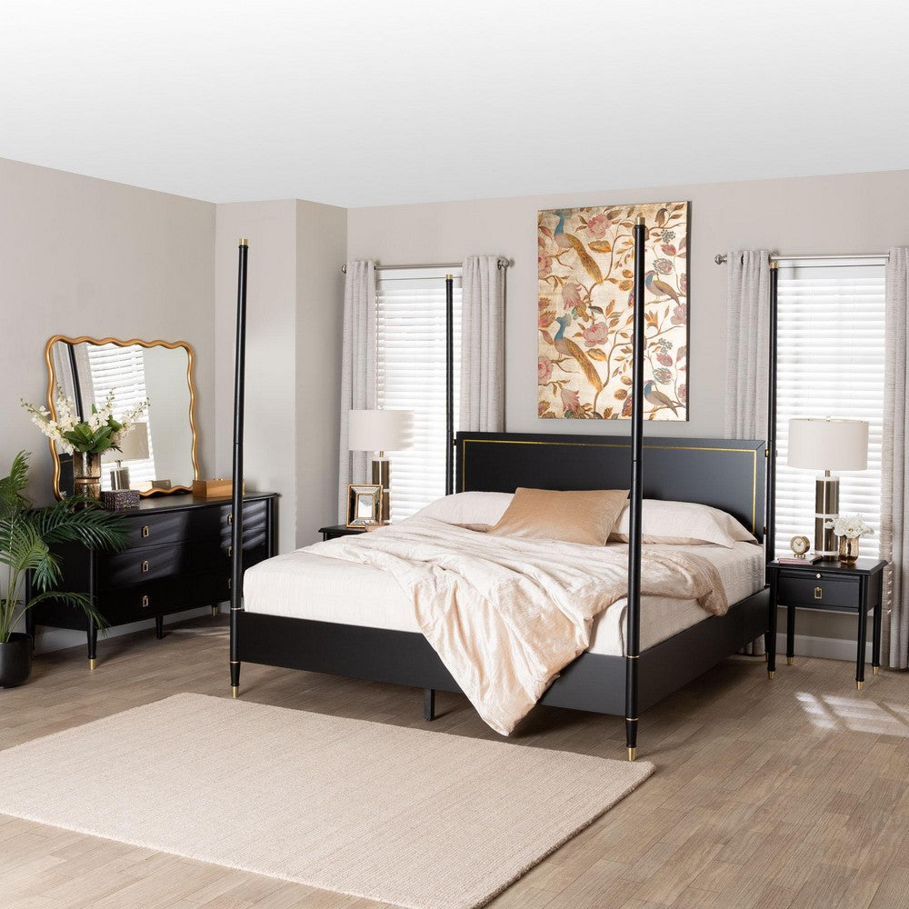 Baxton Studio - Tamra King Bedroom Set in Black - Tamra-Black-4PC King Poster Bedroom Set view 11