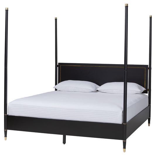 Baxton Studio - Tamra King Size Bed in Black - SW8650-Black-King Poster Bed view 1