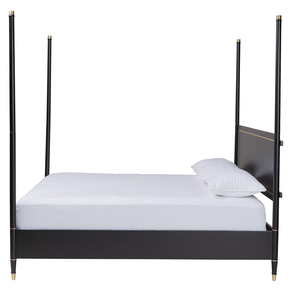 Baxton Studio - Tamra King Size Bed in Black - SW8650-Black-King Poster Bed view 2